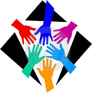People's hands of different backgrounds coming together to accomplish a single goal